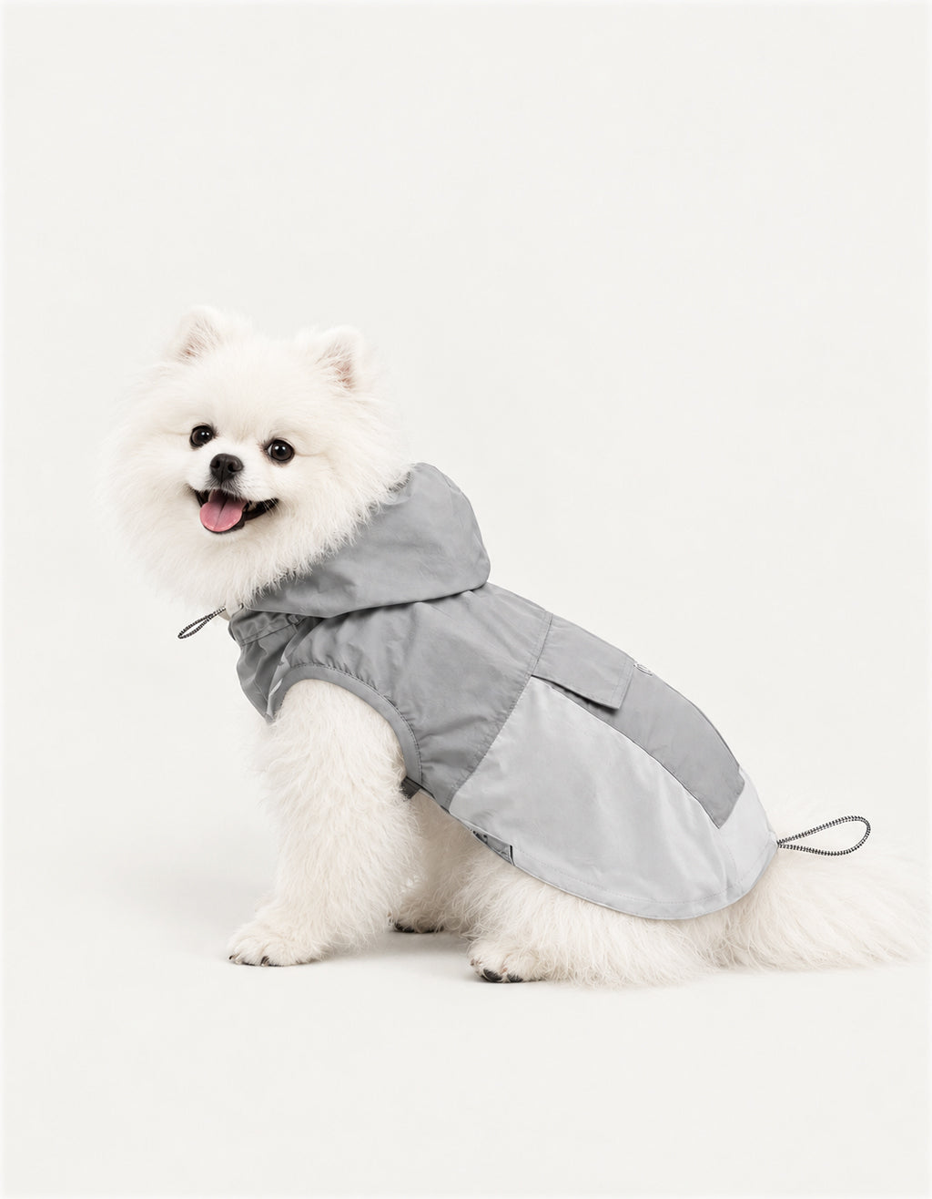 Dog wearing ultra-light hooded cooling vest, breathable and UV-protective summer pet clothing