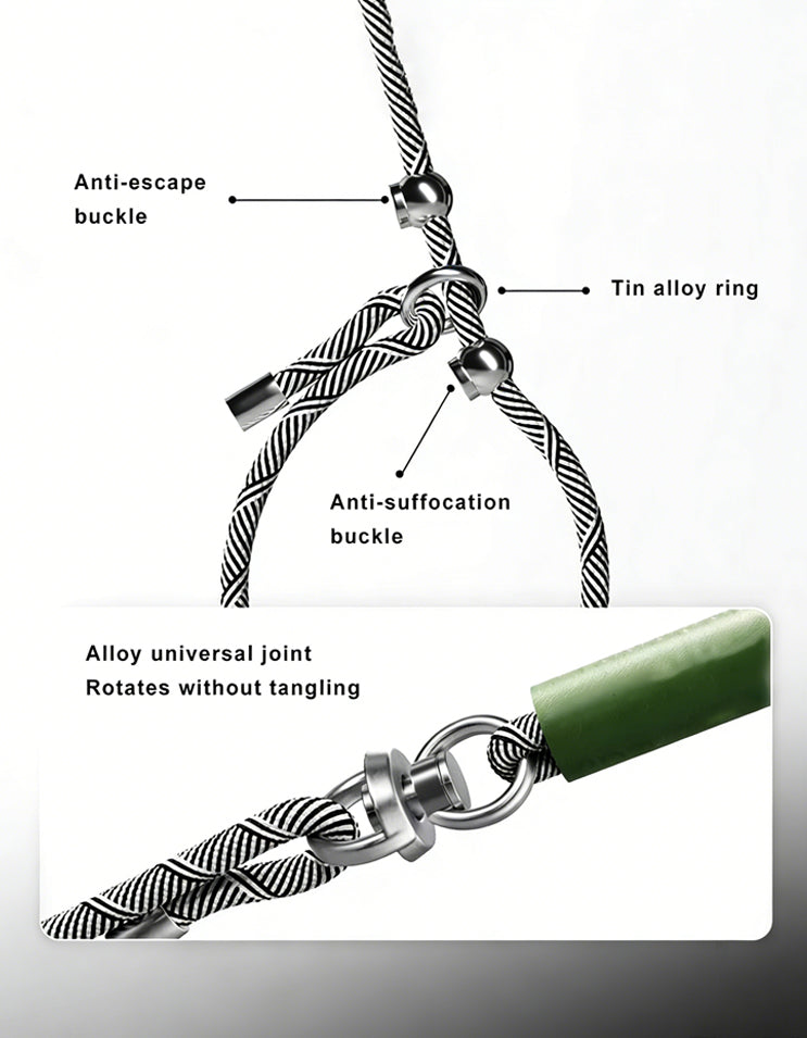 Dog leash with high-precision swivel clip preventing tangling during walks
