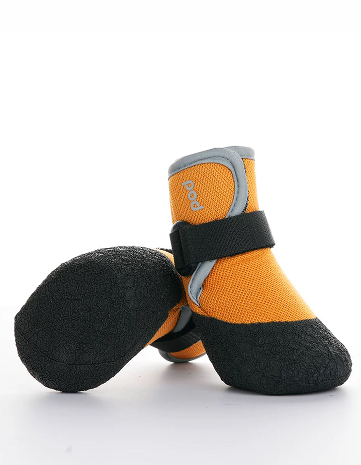 Amber orange dog hiking boots designed for all-season outdoor paw comfort and grip