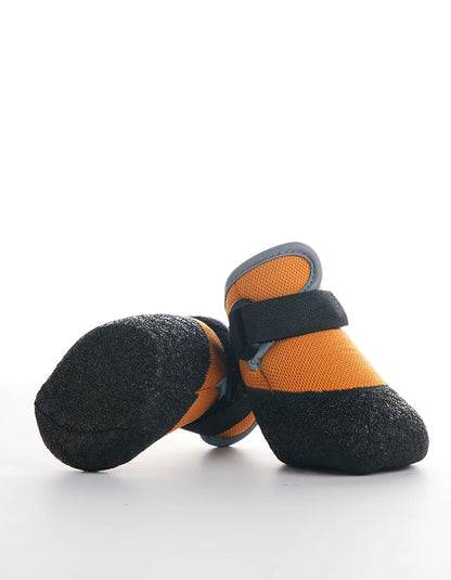 Amber orange dog hiking boots designed for all-season outdoor paw comfort and grip