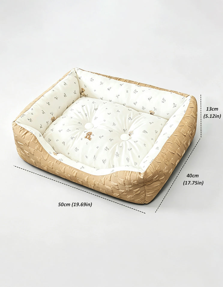Brown bear shaped cooling pet bed with PP cotton filling, textured fabric and supportive raised edges