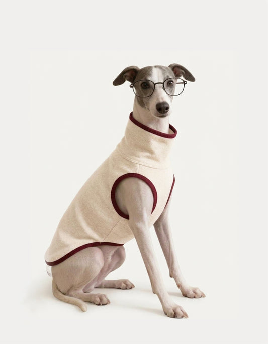 Soft cashmere silk dog turtleneck vest designed for everyday comfort. Lightweight, breathable, and gentle on skin for indoor and outdoor wear.