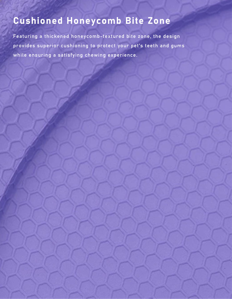 Close-up of EVA dog flying disc showing flexible, bite-resistant material texture