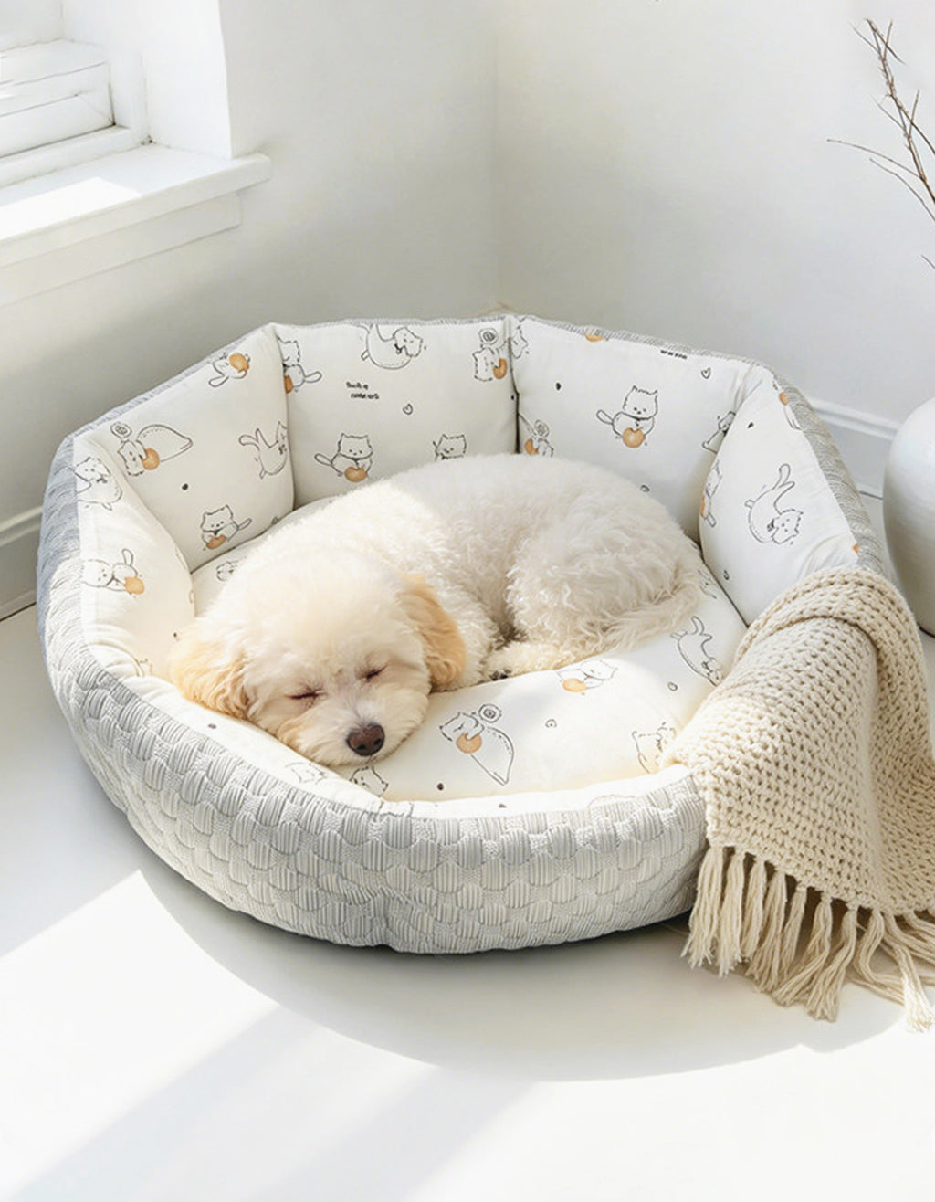 Small dog resting comfortably on a Chisupet CoolNest cooling pet bed with soft supportive edges