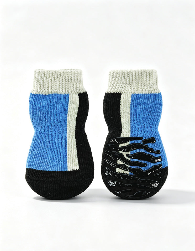 Sky Blue anti-slip dog socks made from premium combed cotton with durable silicone grip.