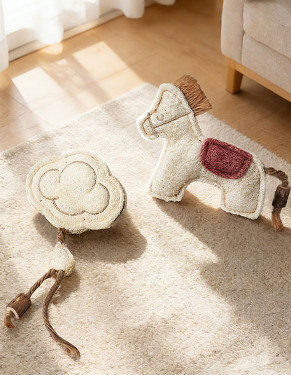 Natural loofah, matatabi, and hemp rope cat toy, safe and sustainable dental chew option for cats