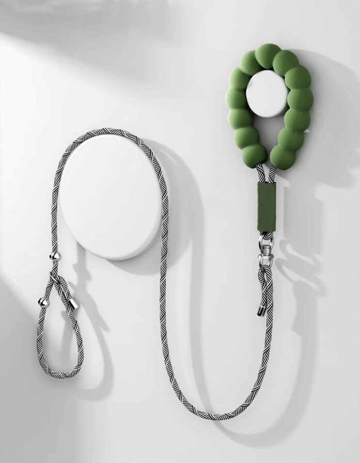 Close-up of green sponge bubble handle dog leash showing soft grip texture