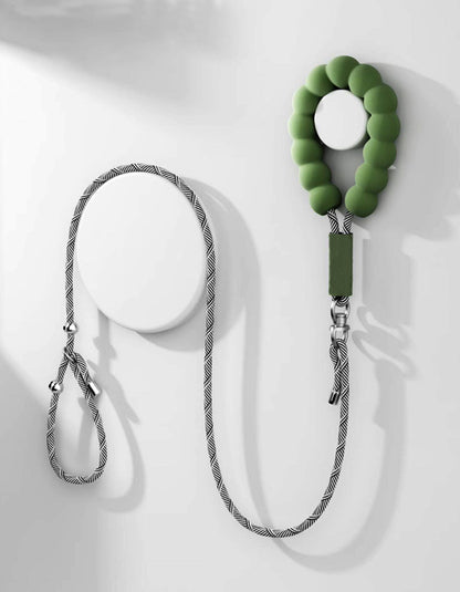 Close-up of green sponge bubble handle dog leash showing soft grip texture