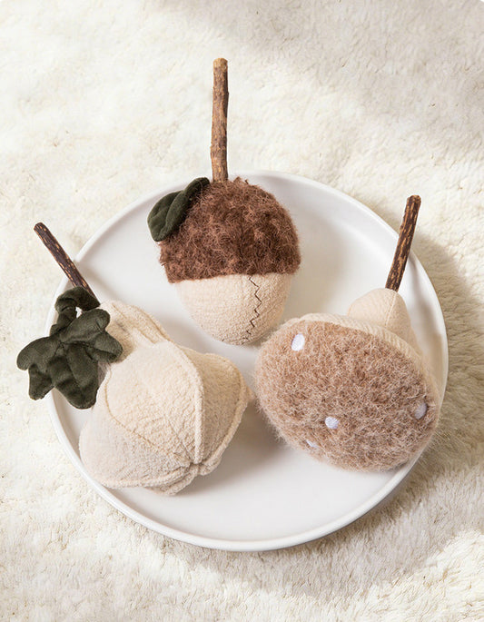 Mushroom design cat toy with crinkle paper inside, fluffy texture for cats to bite and play