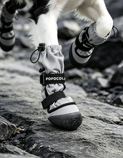 POPOCOLA AquaGuard lightweight waterproof dog rain boots for rainy walks, muddy trails, and outdoor adventures