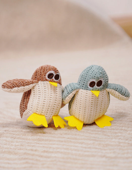 penguin shaped catnip plush toy, soft chenille fabric kitten chew toy with embroidery