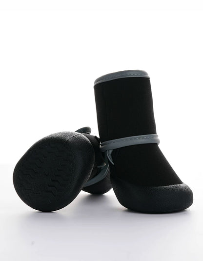 Black outdoor dog water shoes designed for creek walking, wet terrain and paw protection