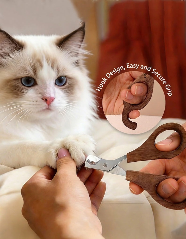 Cat nail clipper with safety guard to prevent overcutting and protect the quick