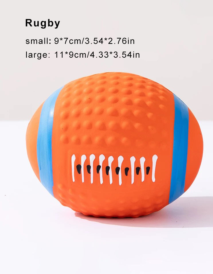 Squeaky dog ball toy detail, interactive sound design for dogs