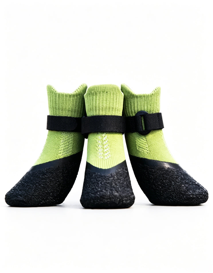 Green outdoor dog boots with durable anti-slip sole and lightweight upper