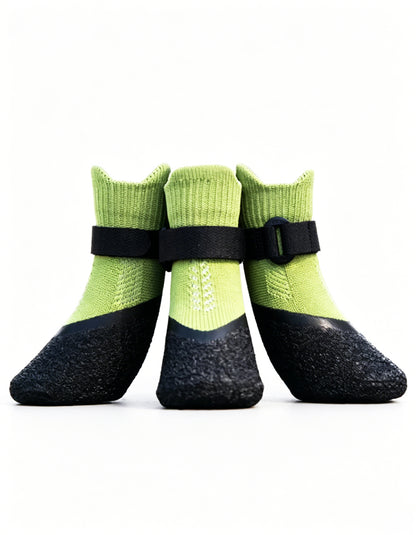 Green outdoor dog boots with durable anti-slip sole and lightweight upper