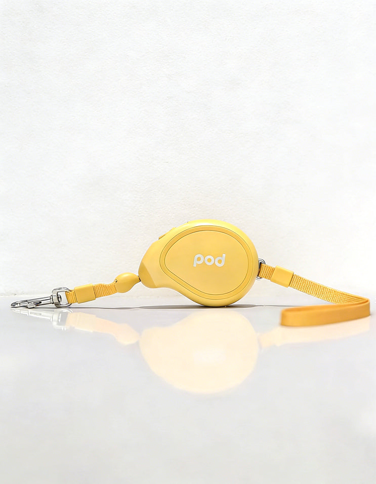 Compact yellow retractable leash with 3 meter extension for small dogs and cats